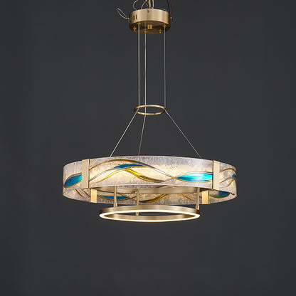 WOMO Enamel Round Brass Chandelier-WM2335