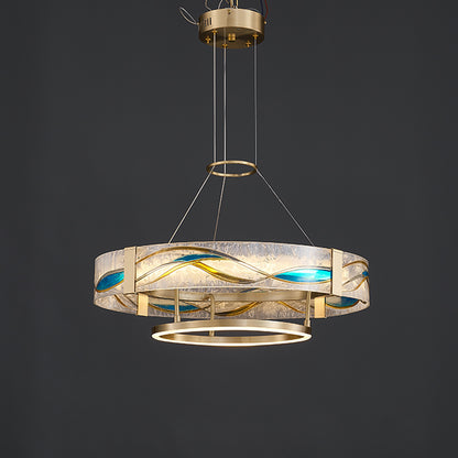 WOMO Enamel Round Brass Chandelier-WM2335
